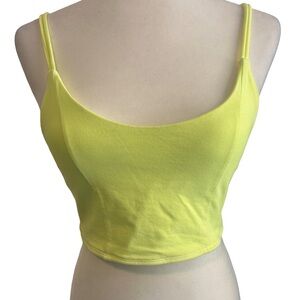 Forever 21 Women’s Light Yellow Cropped Open Back Tank Top Cami Medium